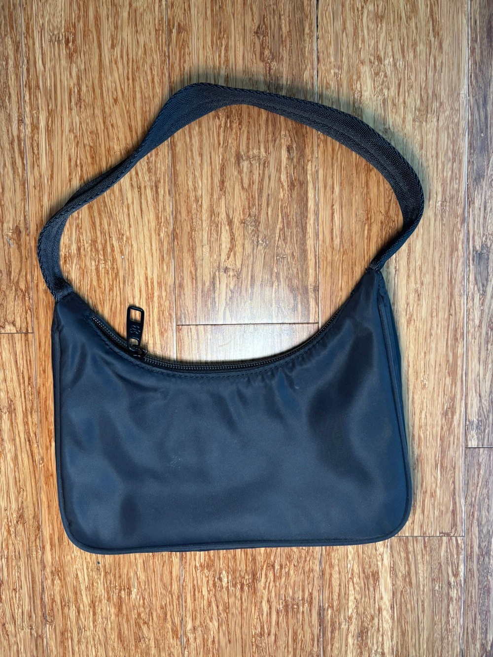 Aritzia Sunday Best Goldie Bag Nylon Shoulder Bag Black Zip Hobo Y2K